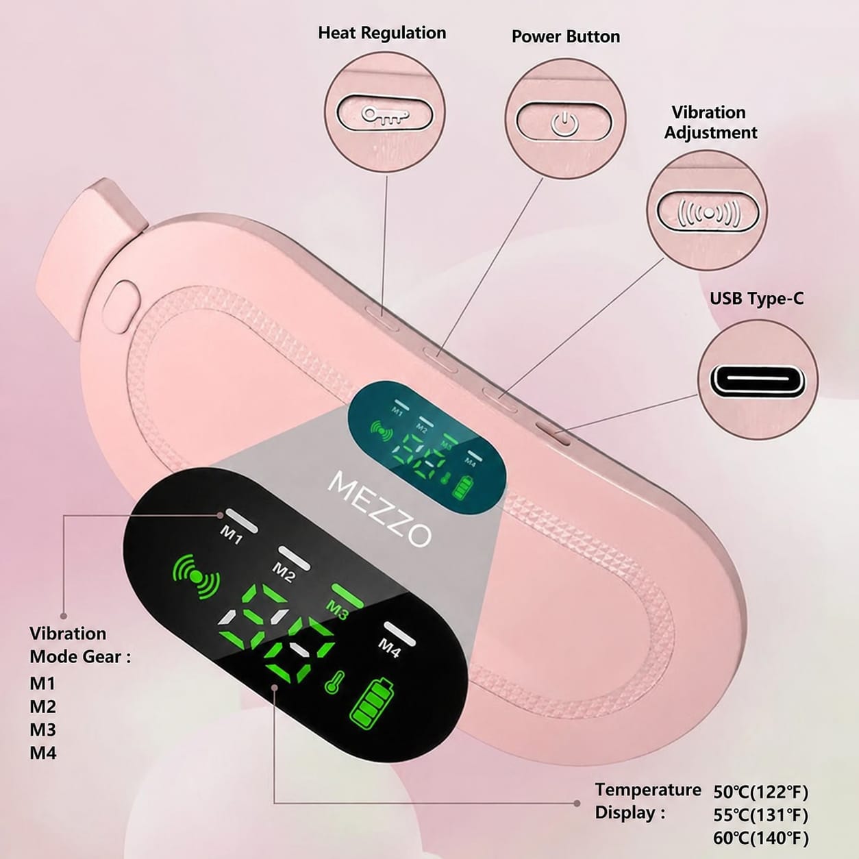 MEZZO Period Cramp Massager Belt with Heat & Vibration